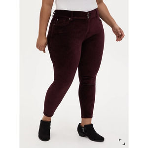 Torrid Jegging Velvet Burgundy Purple Wine Size 12R NWT